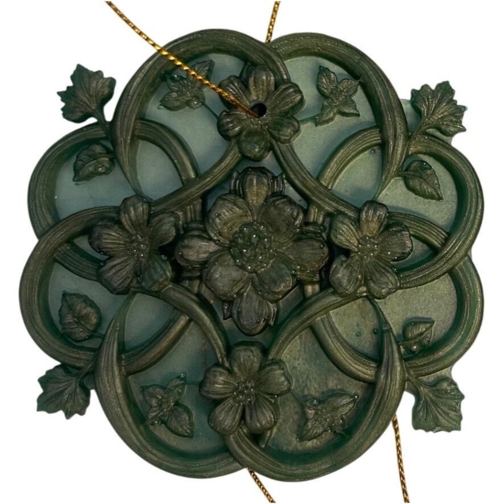 10pc Handmade Green Mica Baroque Architectural Salvage Style Christmas Ornaments - Picture 15 of 16